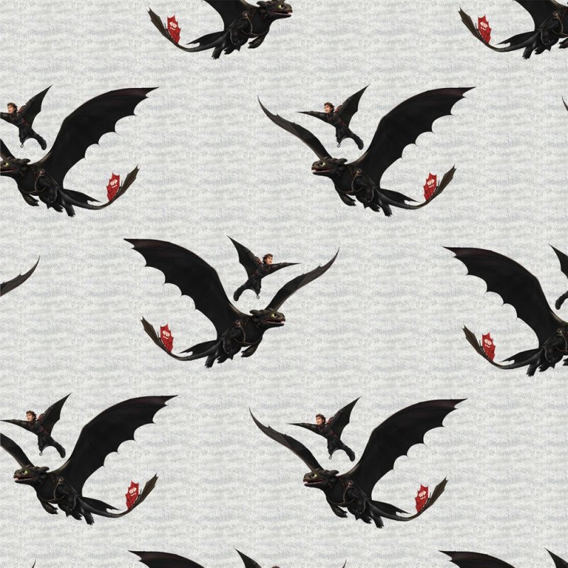 Ohnezahn Stoff Jersey Drache Ohnezahn Hellgrau Meliert, 0,14 €