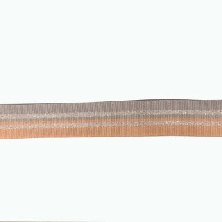 Ripsband pastell taupe/orange Lurex