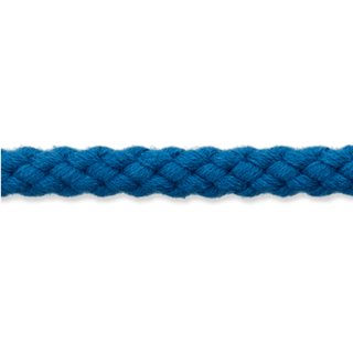 Das Bild zeigt den Ausschnitt der Baumwollkordel in jeansblau mit 7mm Durchmesser.