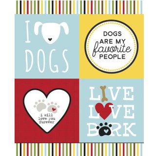 baumwollstoffe fuer patchwork und bekleidung panel cooper i love dogs aqua