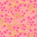 Patchworkstoff mit rosa und gelbem Muster