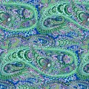 großes Paisley-Muster in blau, grün und lila