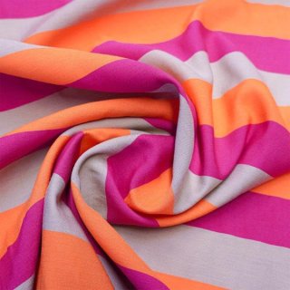 stoffe bekleidungsstoffe viscose breiter streifen beige pink orange