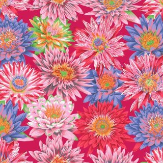 baumwollstoffe patchwork und bekleidung tropical water lilies red