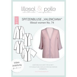 lillesol und pelle papierschnittmuster damen no.74 spitzenbluse valenciana