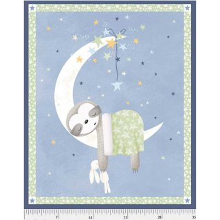 baumwollstoff für patchwork und bekleidung panel schlafendes faultier aus sleepy sloth