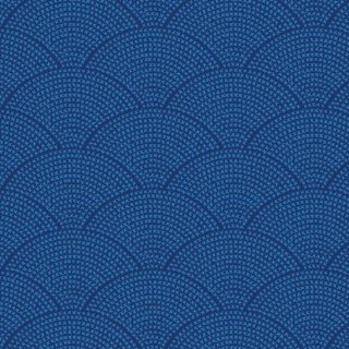 patchworkstoff in bio baumwollqualitaet feine ineinander fliessende blaue linien auf blauen untergrund