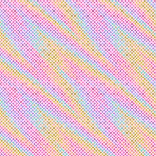 ansicht des patchworkstoffes zeigt kleine bunte kreuze diagonal angeordnet auf weißem Untergrund