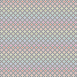 ansicht des patchworkstoffes zeigt kleine sterne in allen farben einzeln in einem auf spitze stehenden grau gerahmten quadrat