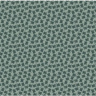 Baumwollstoff hellblau mit kleinem, dunkelblauen Blättermuster