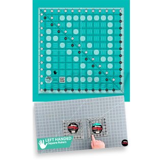 Das Bild zeigt das quadratische Turn-a-Round Left-Handed Lineal von Creative Grids im Mass von 12,5 x 12,5inch fuer Linkshaender.