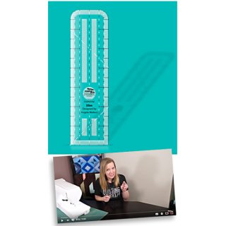 Das Bild zeigt das rutschfeste Non-Slip Quilting Tool Slim von Angela Walters fuer Creative Grids. Es ist ein sieben Inch langes und zwei Inch breites Lineal, welches an zwei Ecken einer kurzen Seite abgerundet ist.