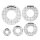 Das Bild zeigt fuenf nebeneinander liegende runde Kunststoff  Ruler Every Circle Template Set Low Shank.
