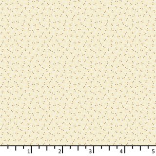 Das Bild zeigt den ecrufarbenen Baumwollstoff mit Puenktchenmotiv in beige und braun.