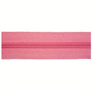 Das Bild zeigt einen Ausschnitt des Endlosreissverschlusses in pink mit Gesamtbreite 30mm und Zaehnchenbreite 5mm.