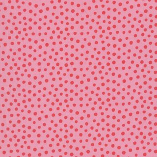 Das Bild zeigt den rosa Baumwollstoff aus der Westfalenstoffserie Junge Linie mit roten Punkten.