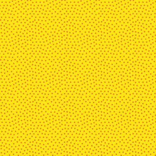 Das Bild zeigt den gelben Baumwollstoff aus der Westfalenstoffserie Junge Linie mit orangenen Puenktchen.