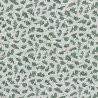 Das Bild zeigt gruene Federn auf ecrufarbenen Untergrund.