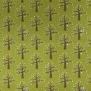 Das Bild zeigt den gruenen Baumwollstoff Baeume mit Adler...