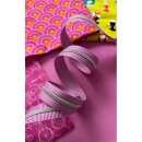 Das Bild zeigt den Endlos-Reissverschluss lila weisse...