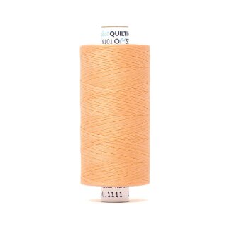 Das Bild zeigt das pfirsischbluetenfarbene Perfect Quilting Thread mit der Farbnummer 1111. Der Konen Kern besteht aus Pappe und die Garnrolle steht senkrecht.