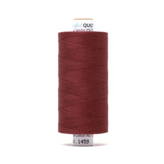 Das Bild zeigt das himbeerfarbene Perfect Quilting Thread mit der Farbnummer 1459. Der Konen Kern besteht aus Pappe und die Garnrolle steht senkrecht.