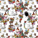 Das Bild zeigt den weissen Jerseystoff mit Moominmama und...