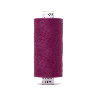 Das Bild zeigt das boysenberryfarbene Perfect Quilting Thread mit der Farbnummer 0471. Der Konen Kern besteht aus Pappe und die Garnrolle steht senkrecht.