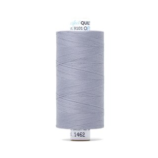 Das Bild zeigt das silber-graufarbenes Perfect Quilting Thread mit der Farbnummer 1462. Der Konen Kern besteht aus Pappe und die Garnrolle steht senkrecht.