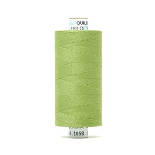 Das Bild zeigt das limefarbenes Perfect Quilting Thread mit der Farbnummer 1098. Der Konen Kern besteht aus Pappe und die Garnrolle steht senkrecht.