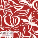 Die Ansicht zeigt einen weich fliessenden rot beige gemusterten Viscosestoff mit grossen Flaechen.