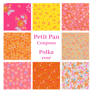 Fat Eight Paket Polska Rose von Petit Pan, pink-orange-gelbe Stoffe mit Blumenmuster und Neon-Akzenten