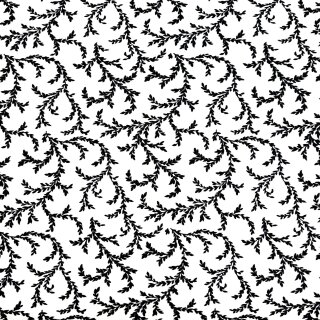 Das Bild zeigt den Patchworkstoff aus Baumwolle von Salt & Pepper mit einem Blaetterrankenmuster in schwarz auf weiss.