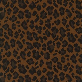 Das Bild zeigt den Baumwollstoff Leo Print in braun schwarz von Kokka.