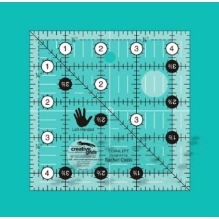 Das Bild zeigt das quadratische Turn-a-Round Left-Handed Lineal von Creative Grids im Mass von 4,5 x 4,5inch fuer Linkshaender.
