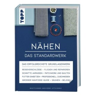 Das Bild zeigt das blaue Cover des Buches Naehen - Das Standardwerk.