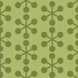 Das Bild zeigt den Patchworkstoff  Asterisk in sprout Ampersand. Grafischer Patchworkstoff in gruen auf hellgruen mit regelmaessig angeordneten sternfoermigen Motiven und geometrischen Mustern.
